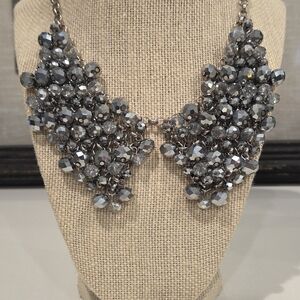 Dazzling Silver Cluster Necklace